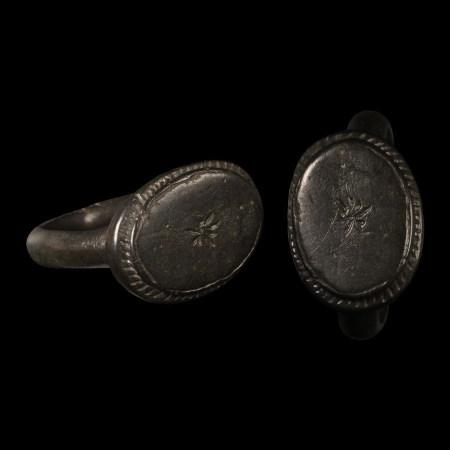 Medieval Bronze Ring with Flower