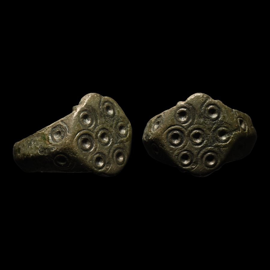 Medieval Bronze Ring with Ring-and-Dot Decoration