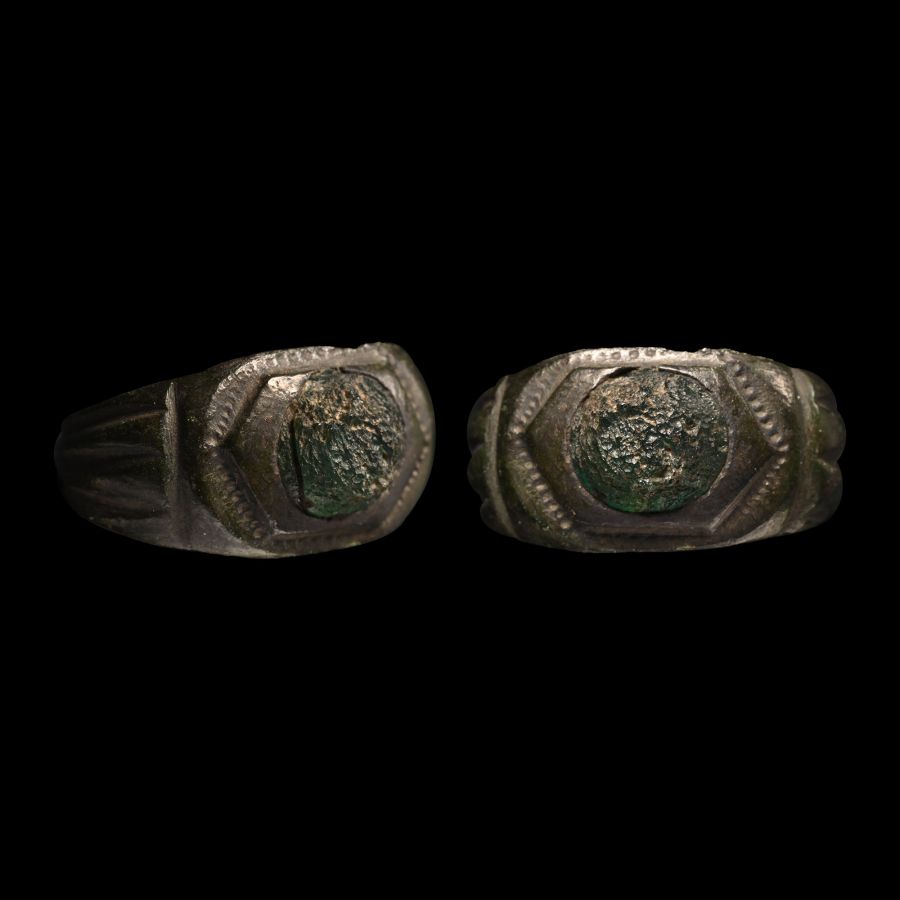 Roman Bronze Ring with Cabochon