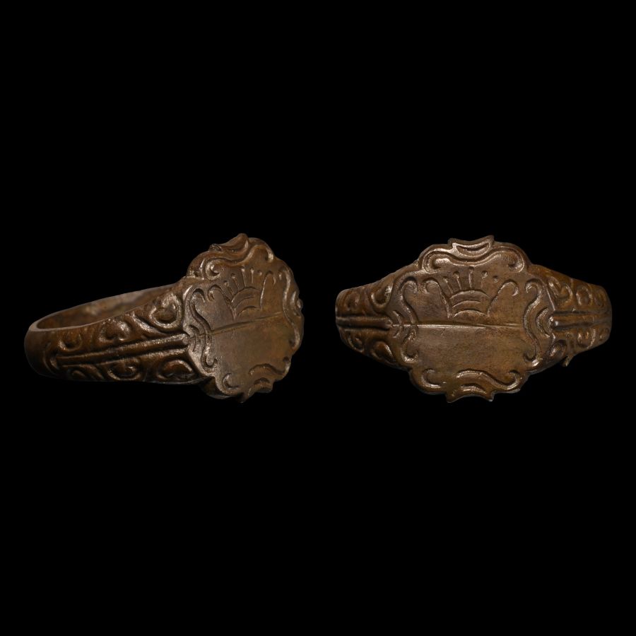 Post Medieval Bronze Ring with Crown