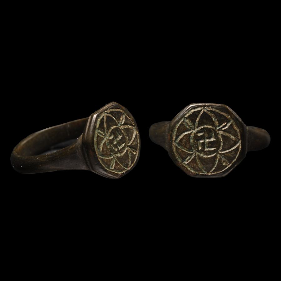 Late Roman Bronze Ring with Fylfot