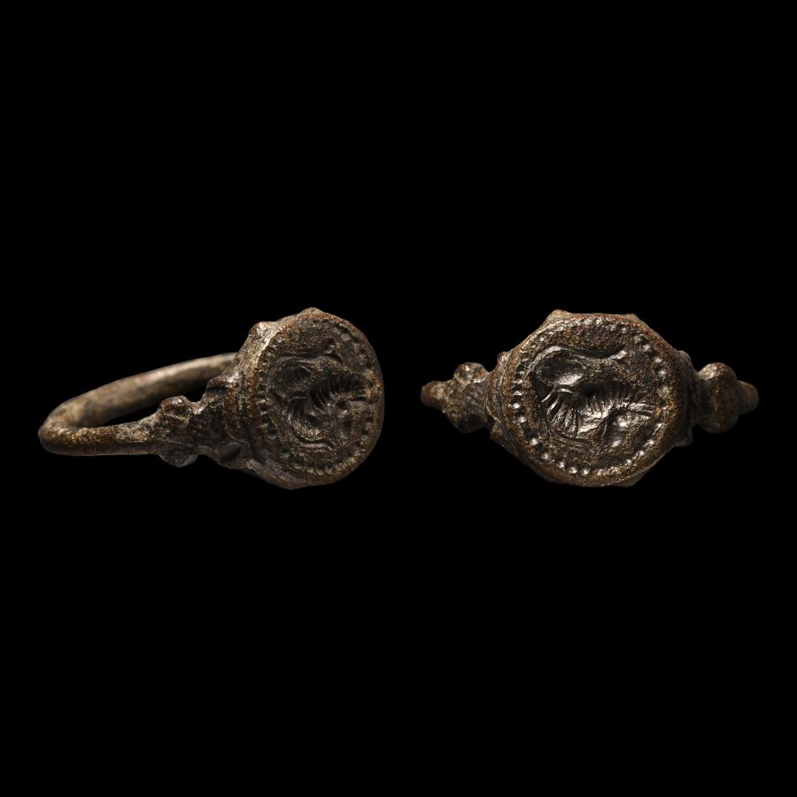 Late Roman Bronze Ring with Animal