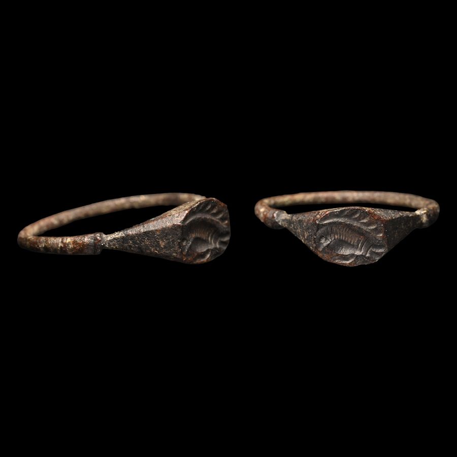 Large Saxon Period Bronze Ring with Porcupine