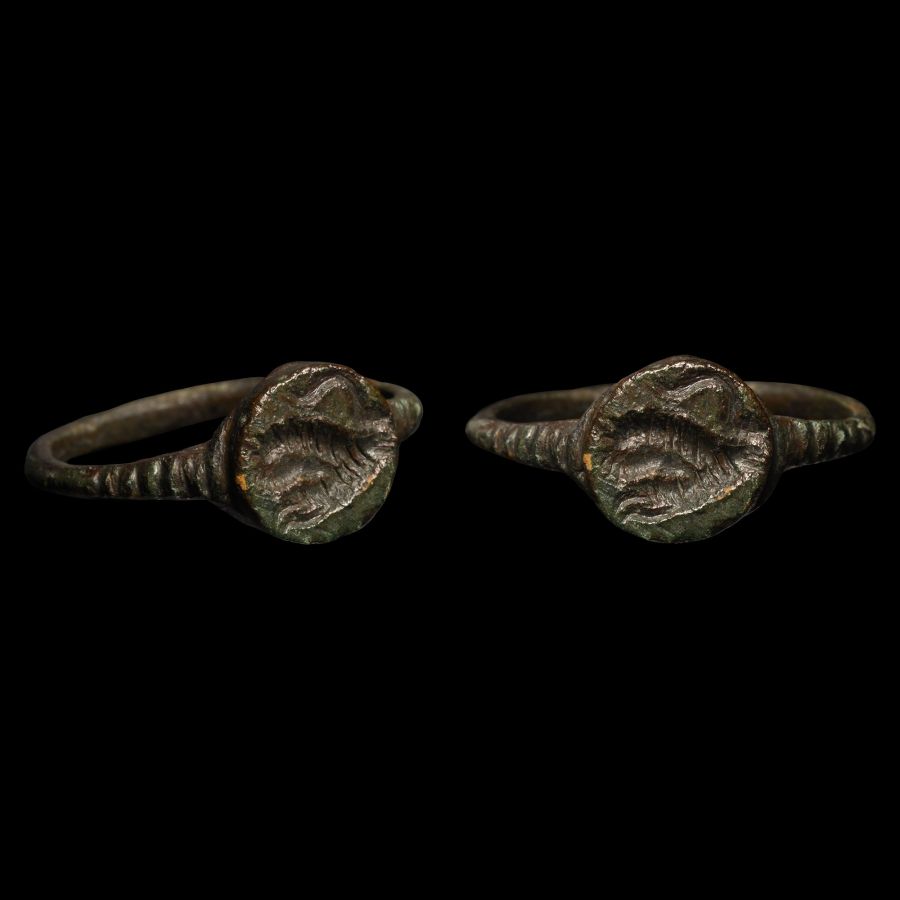 Late Roman Bronze Ring with Lion