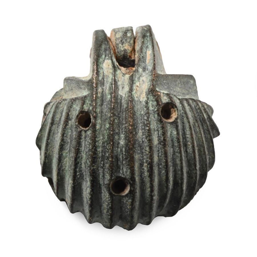 Roman Bronze Aromatic Box in the Shape of a Clam Shell