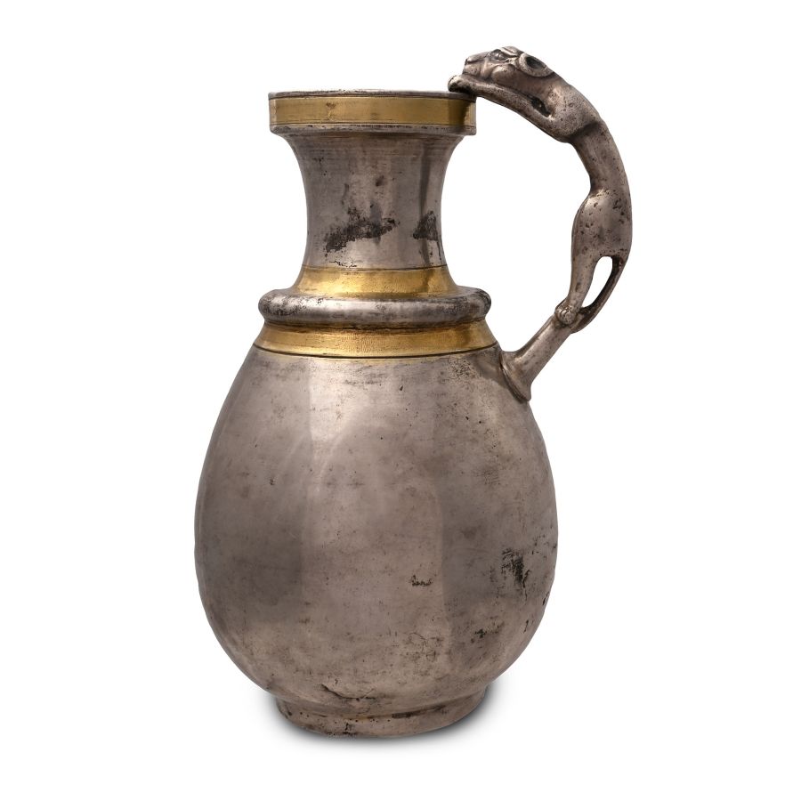 Sasanian Silver-Gilt Wine Vase with Handle
