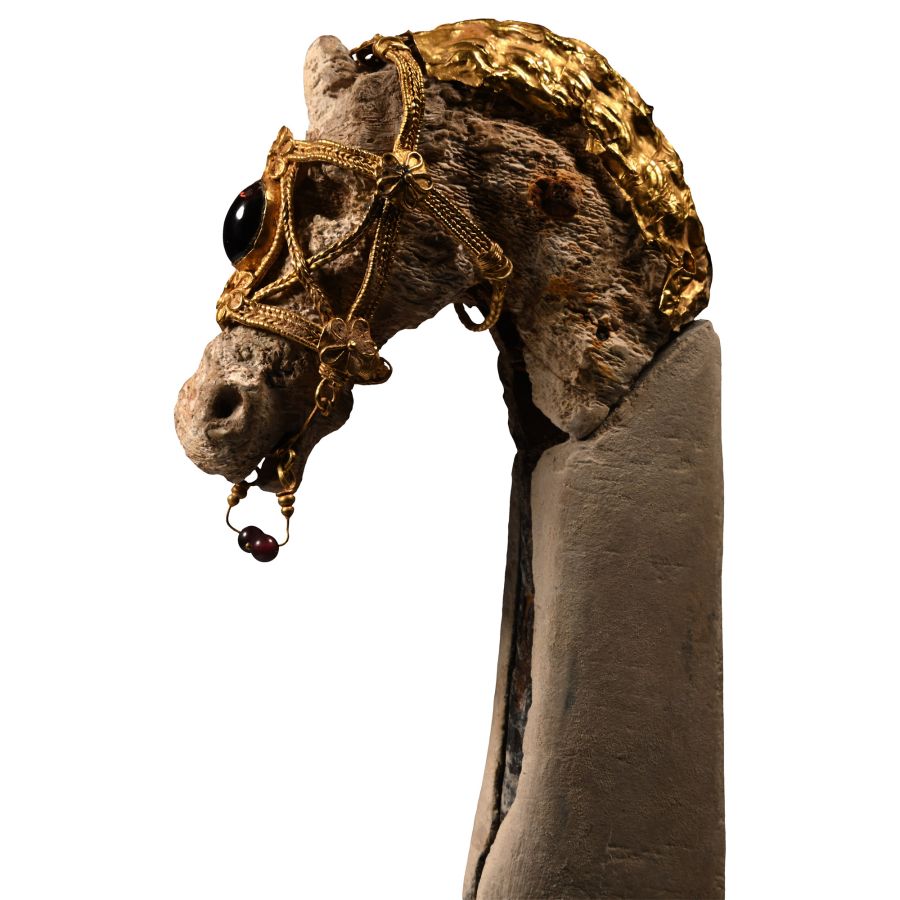 Achaemenid Akinakes with Horse-Head Hilt and Gold Chain
