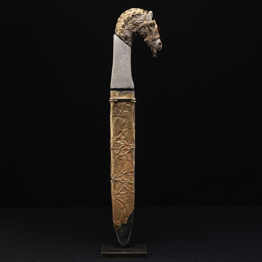 Achaemenid Akinakes with Horse-Head Hilt and Gold Chain