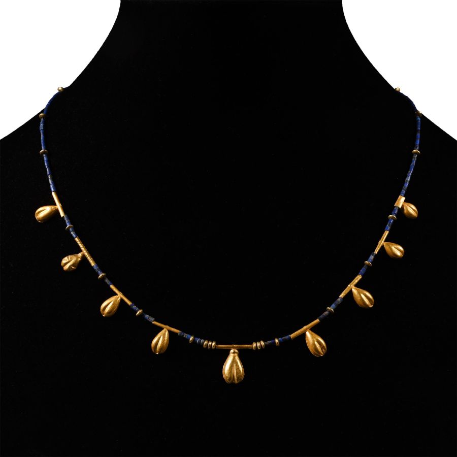 Hellenistic Gold and Lapis Lazuli Bead Necklace