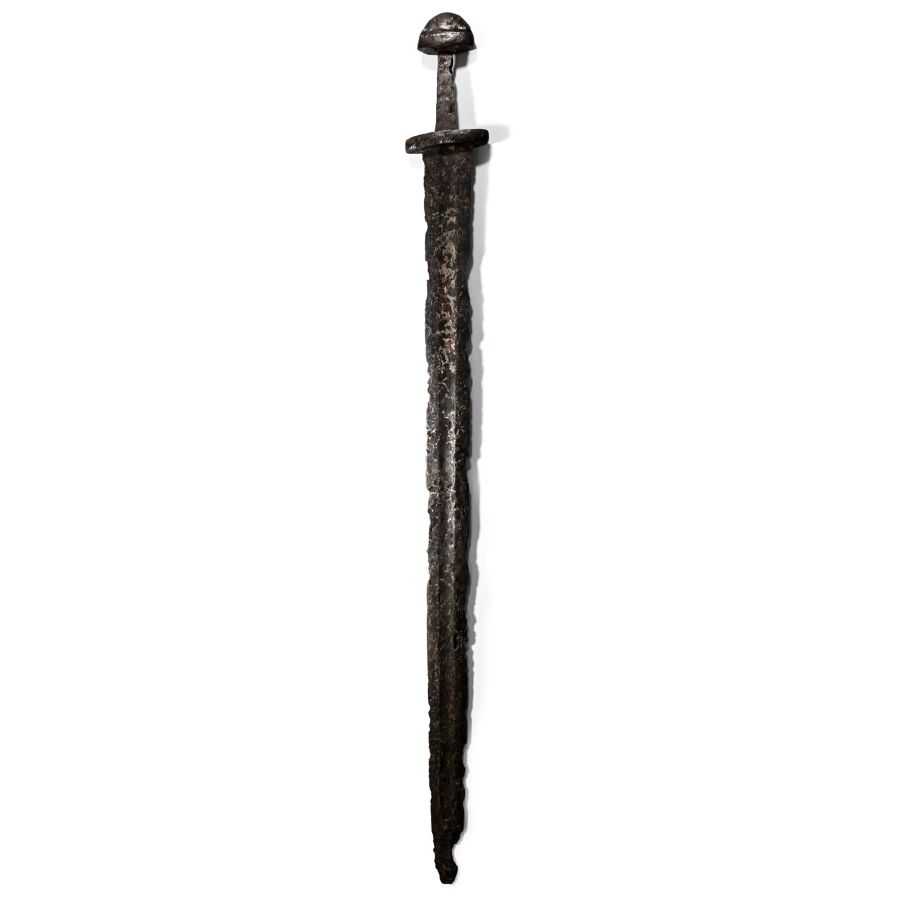 Viking Iron 'ULFBERH+T' Silver and Laten Inlaid Sword