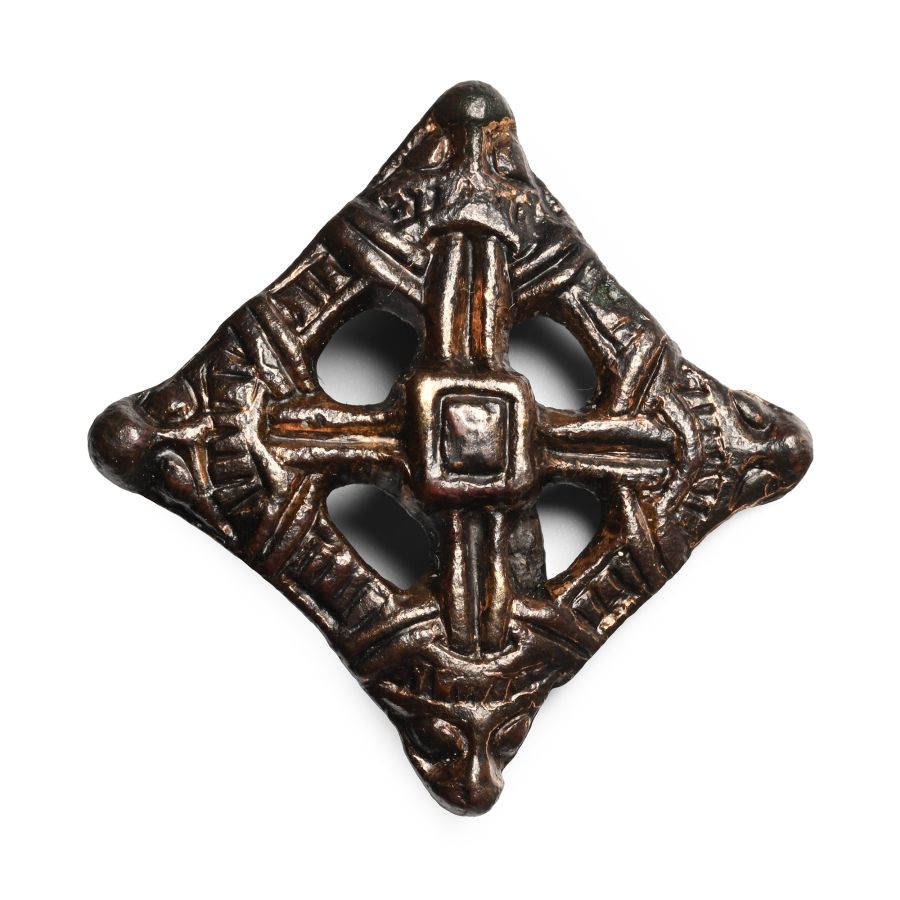 Viking Gilt Bronze Brooch with Beast Heads