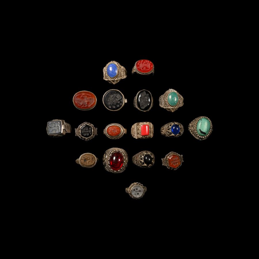 Tribal Silver-Coloured Metal Ring Collection