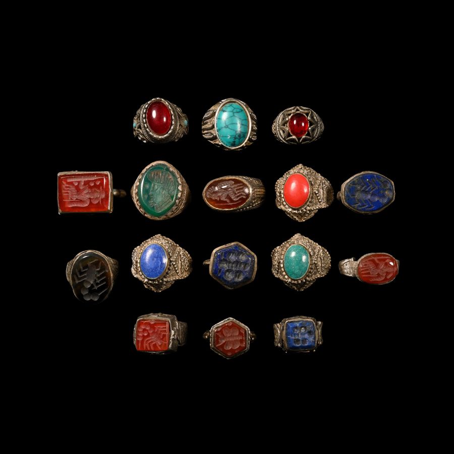 Tribal Silver-Coloured Metal Ring Collection