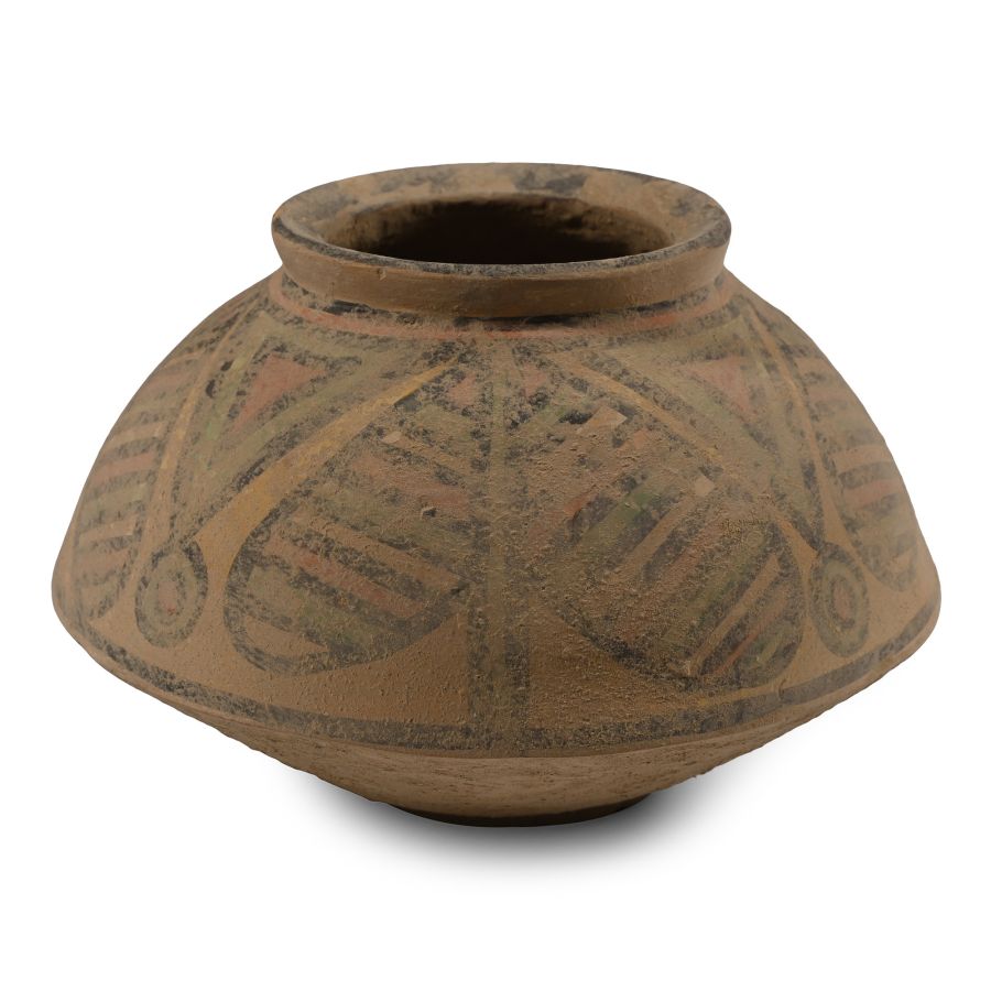 Indus Valley Painted Terracotta Storage Jar with Peepal Leaves