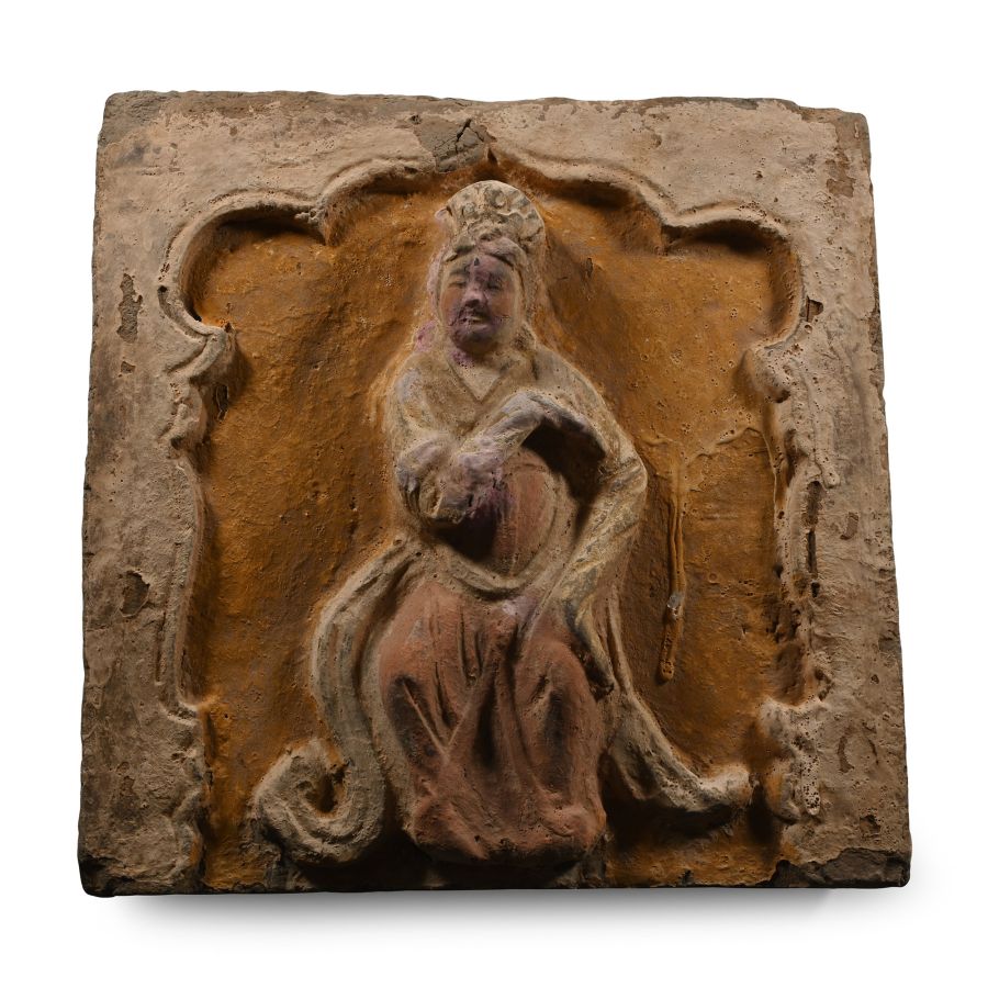 Chinese Song Wall Tile with Handprint Signature