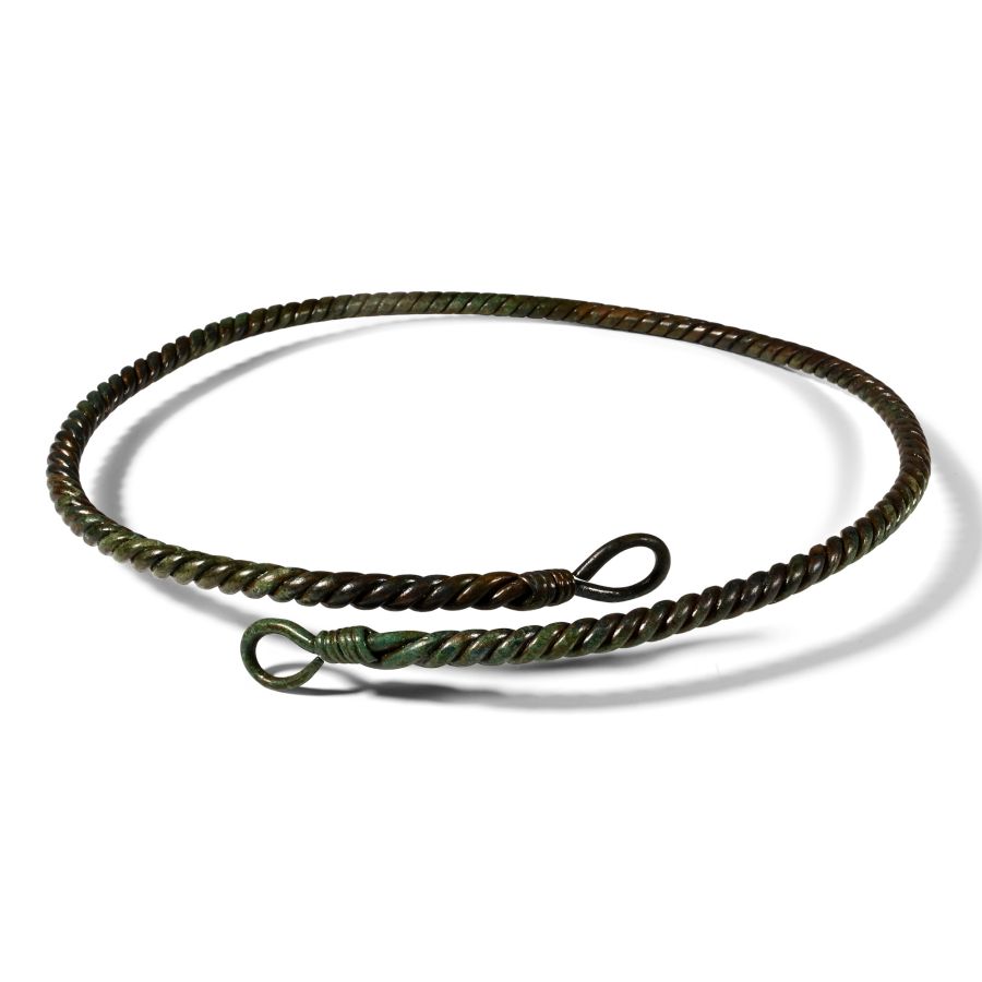 Viking Period Bronze Twisted Neck Torc with Looped Terminals