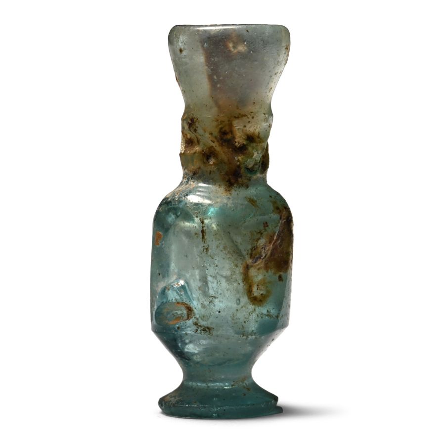 Fatimid Miniature Wheel-Cut Glass Perfume Bottle