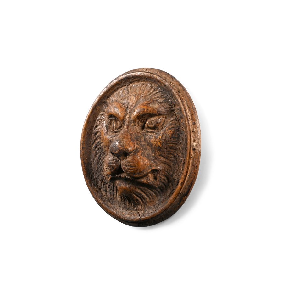 Renaissance Wood Lion Face Plaque