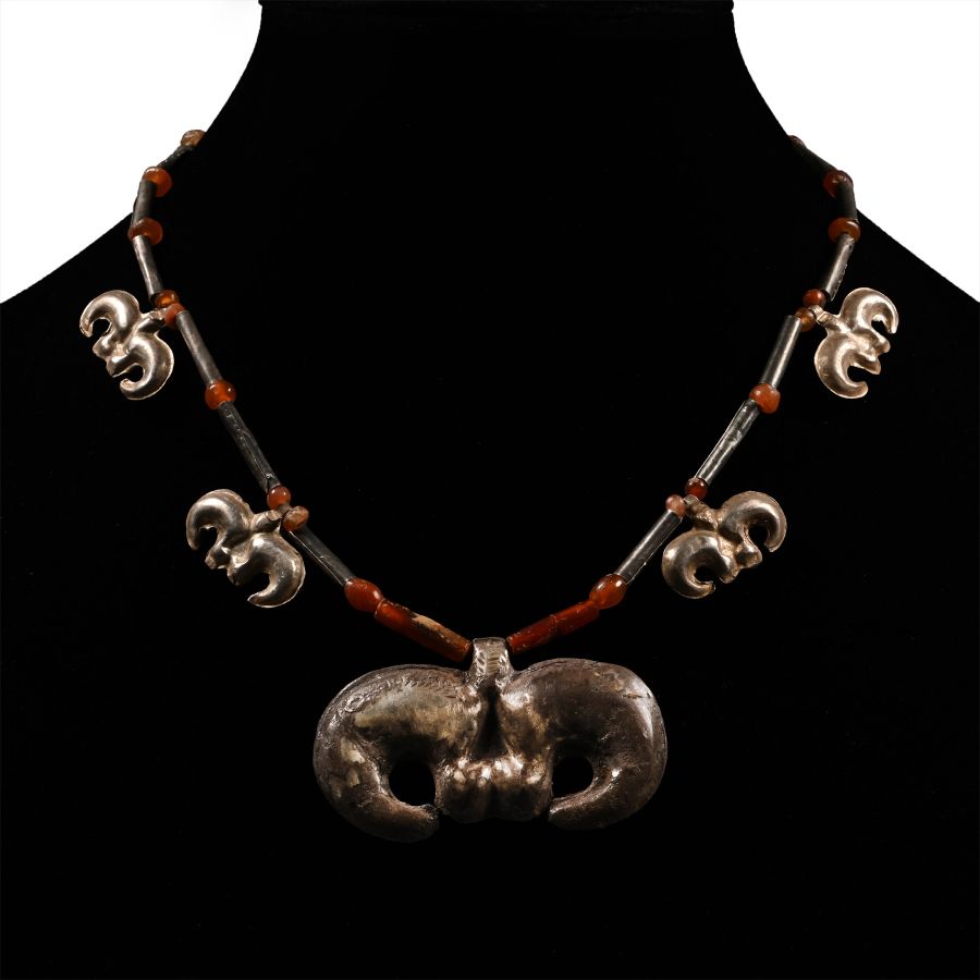 Large Elamite Silver Pendant Necklace