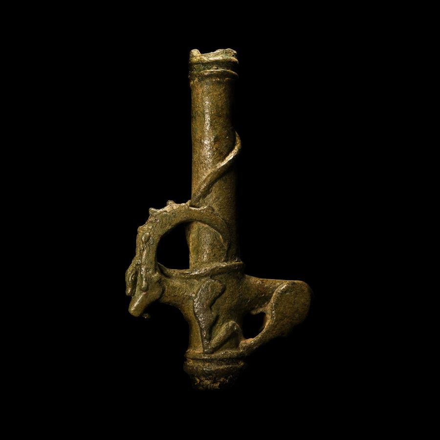 Parthian Bronze Macehead with Ibex