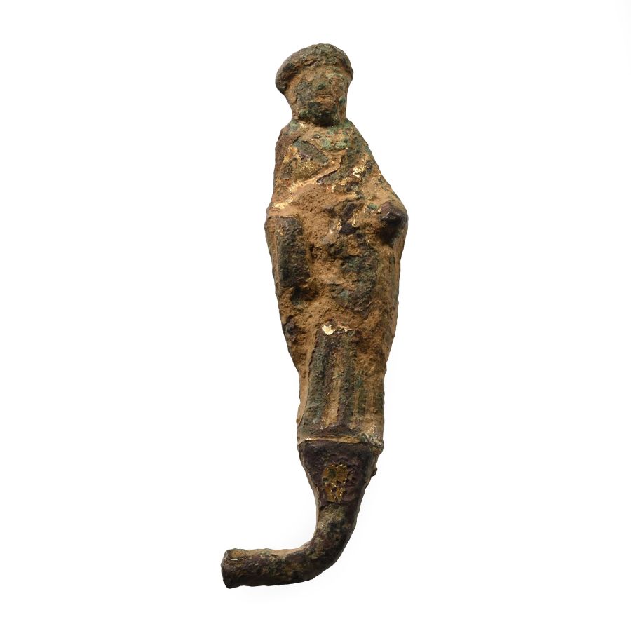 Medieval Gilt Bronze Figure of Saint John the Evangelist from a Processional Cross