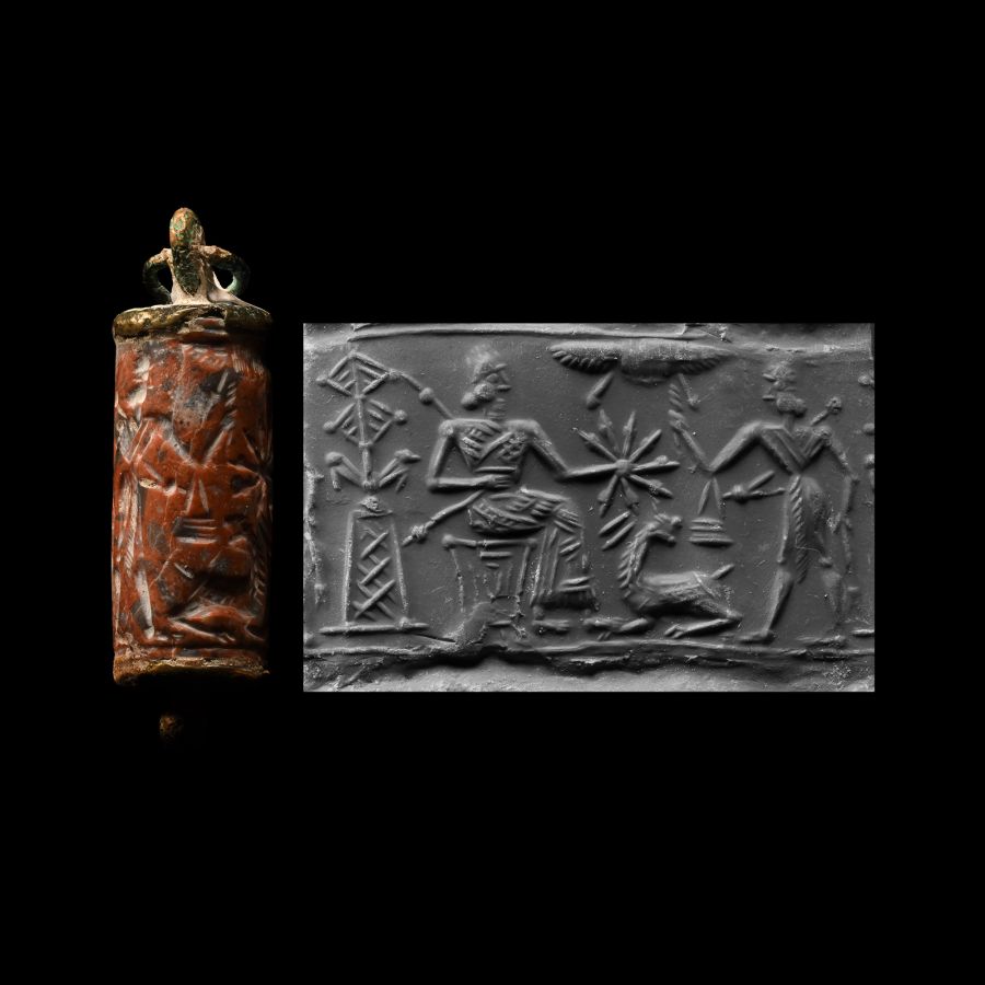 Levantine Jasper Cylinder Seal with Figures