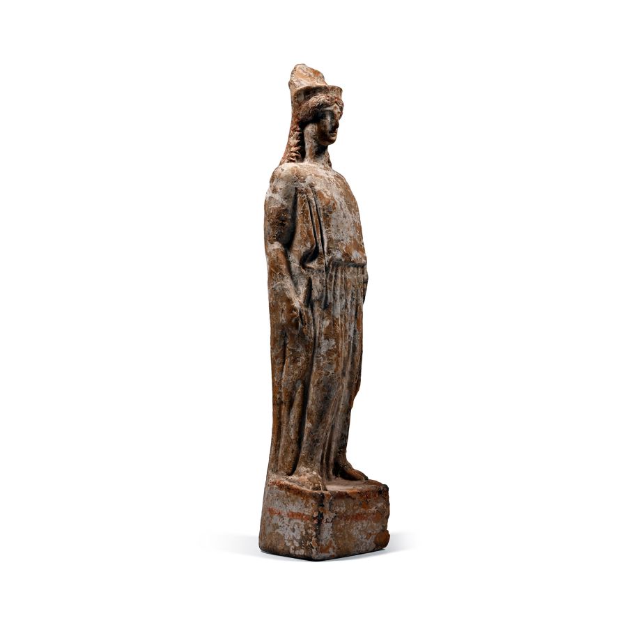 Large Attic Greek Terracotta Statue of Kore with Sea Encrustations