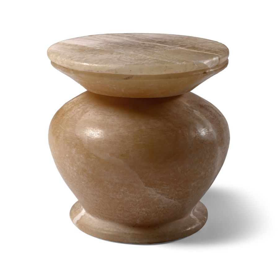 Egyptian Travertine Kohl Jar and Lid