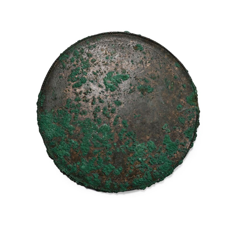 Greek Bronze Mirror with Floral Pattern