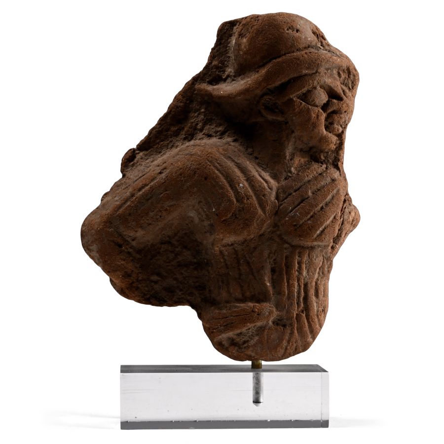 Roman Terracotta Plaque with Helmetted Figure