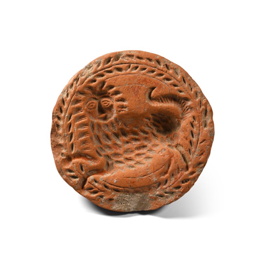 Late Roman Terracotta Bread Stamp with Lion