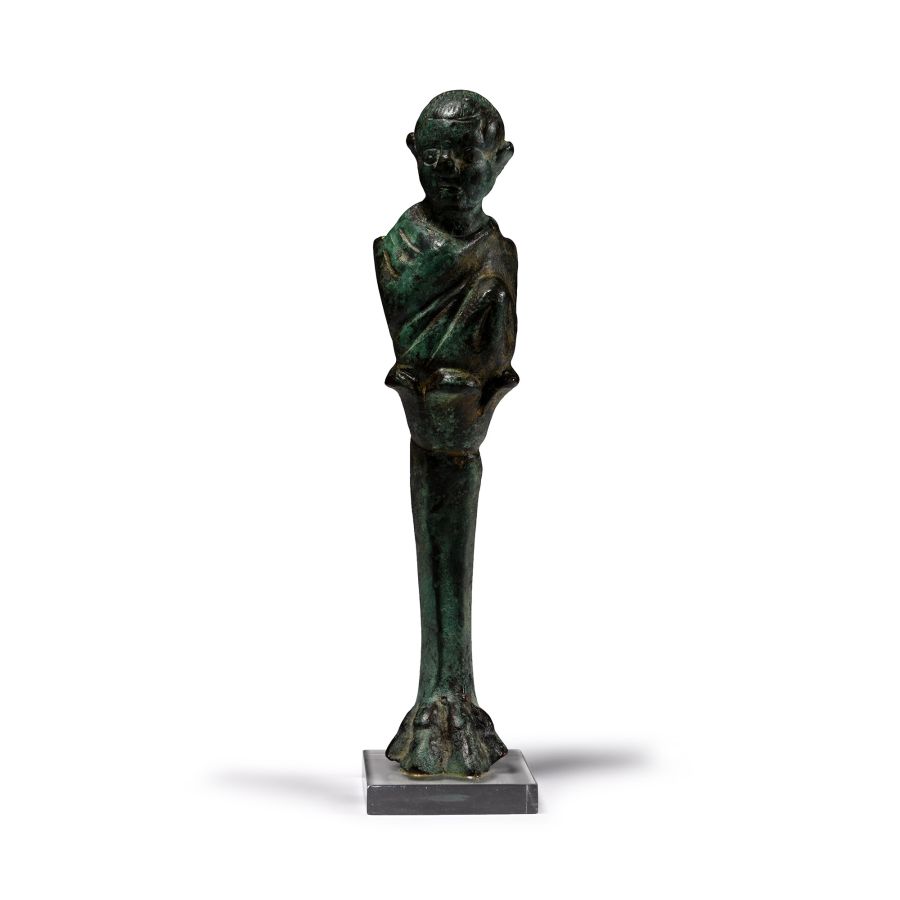 Greek Bronze Furniture Mount with Mime Actor