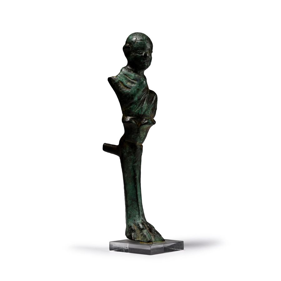 Greek Bronze Furniture Mount with Mime Actor