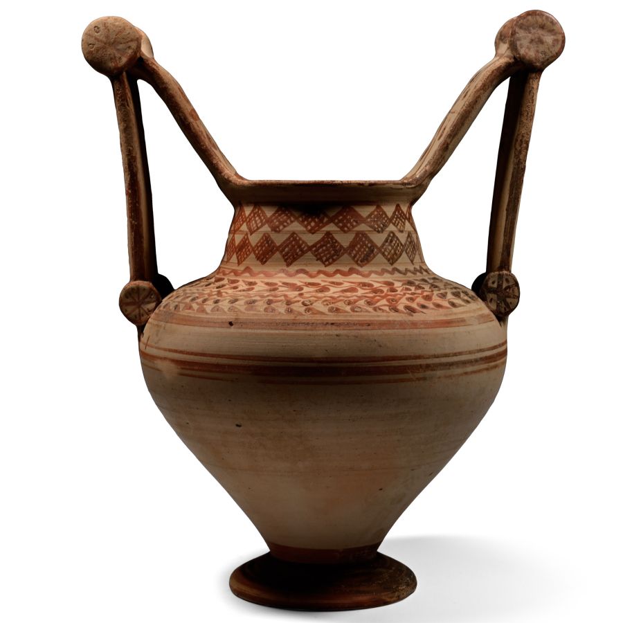 Messapian Painted Terracotta Trozella