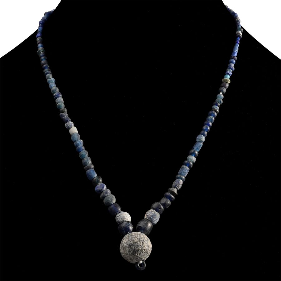 Roman and Other Blue Glass Bead Necklace String