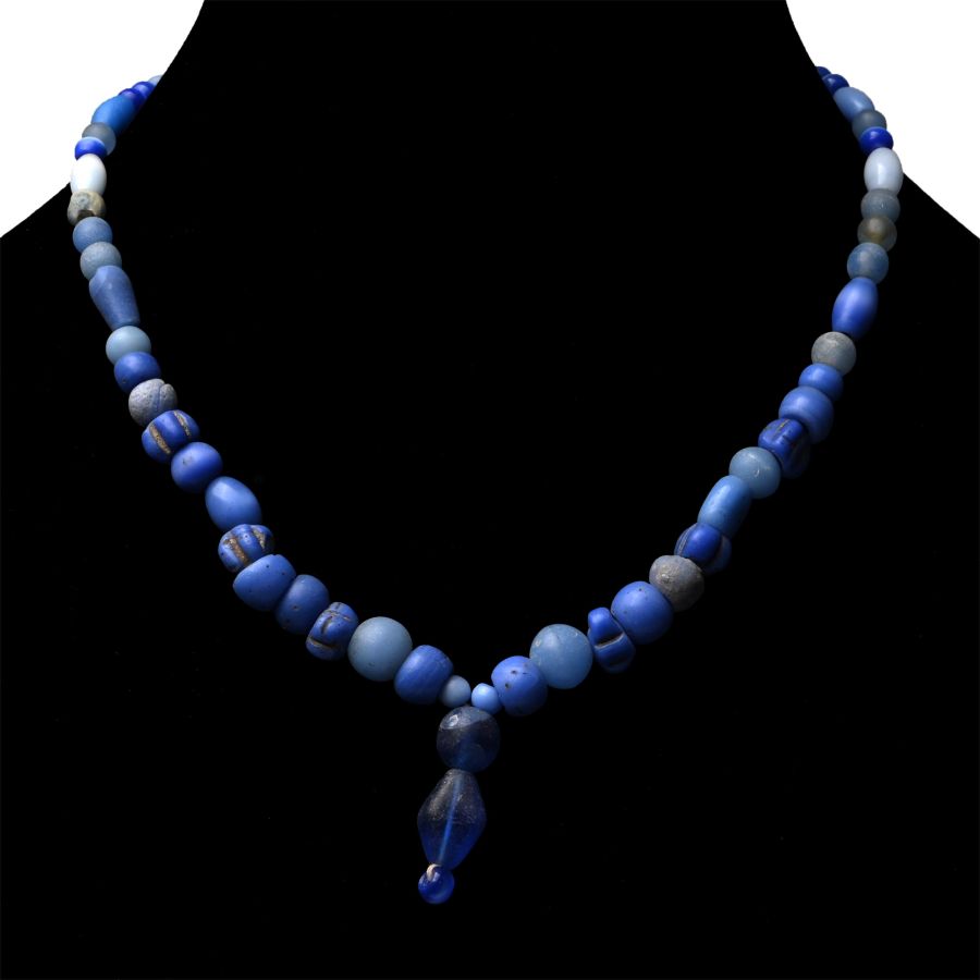 Post Medieval Blue Glass Bead Necklace String