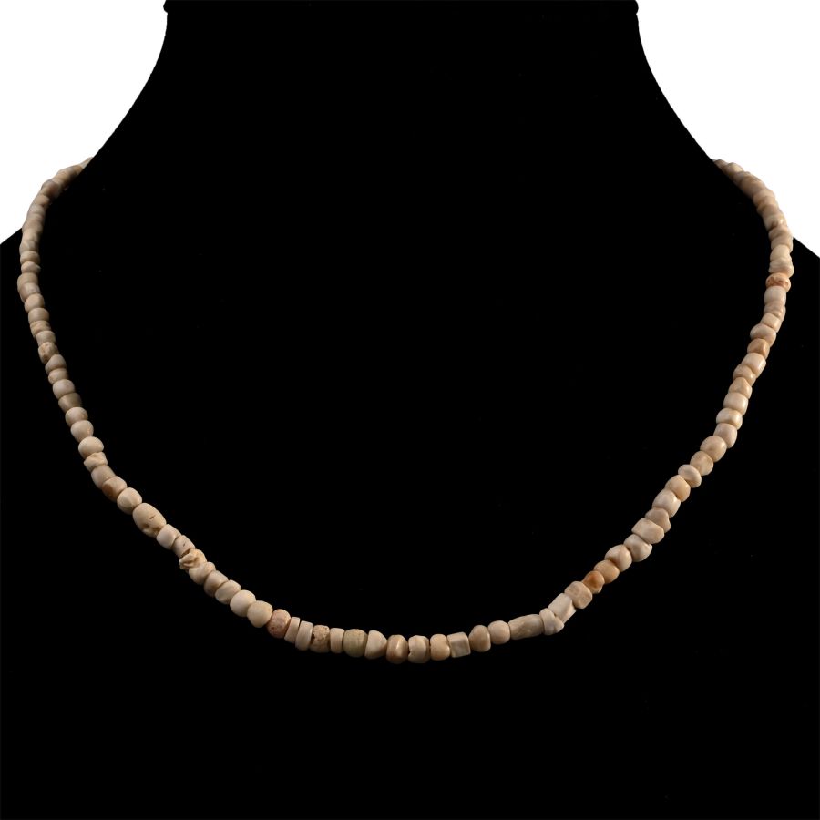 Western Asiatic White Stone Bead Necklace String
