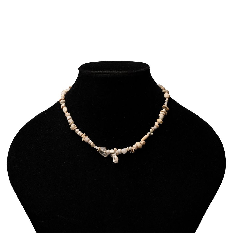 Western Asiatic White Stone  and Shell Bead Necklace String