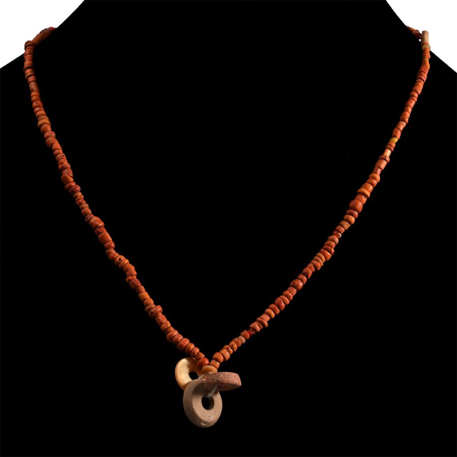 Western Asiatic Orange Glass and Other Bead Necklace String