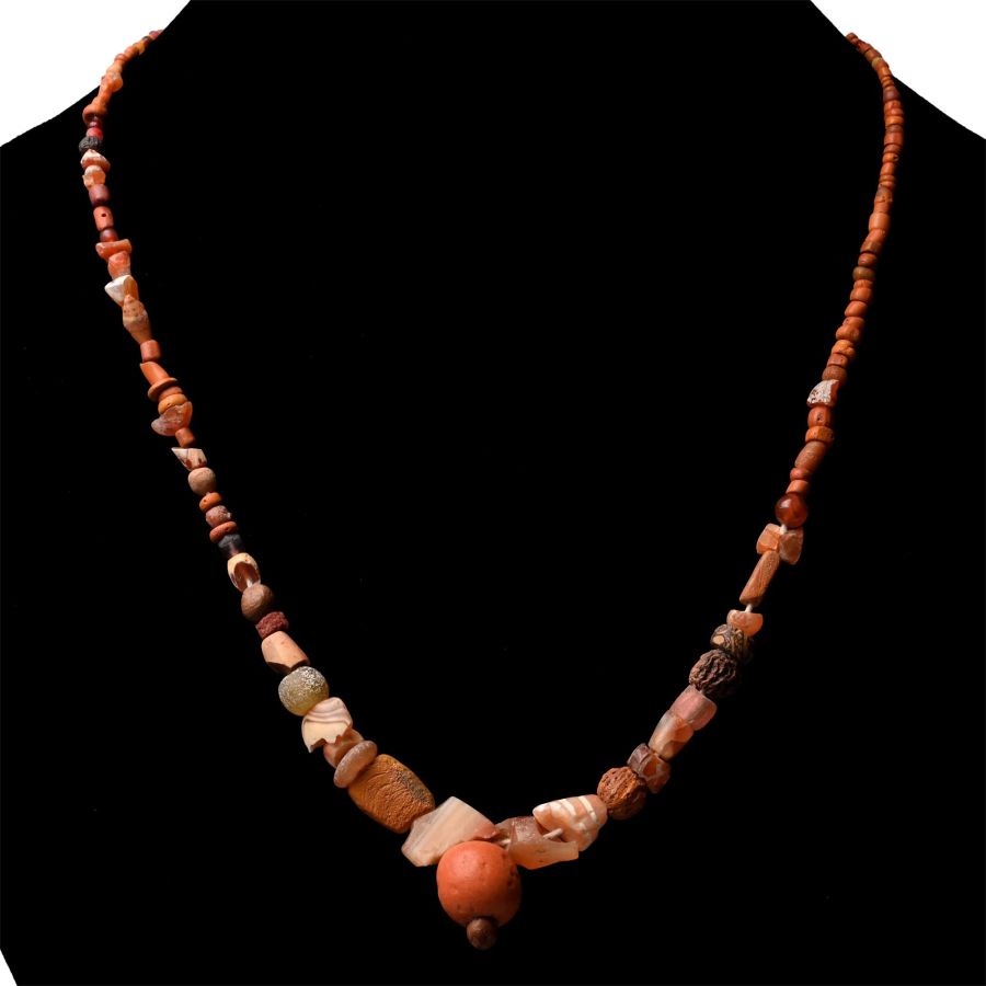 Western Asiatic Orange Glass and Other Bead Necklace String