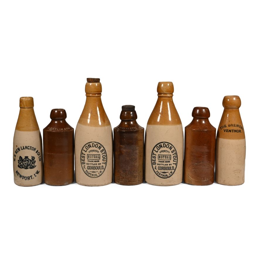 Antique Isle of Wight Ginger Beer Bottle Collection