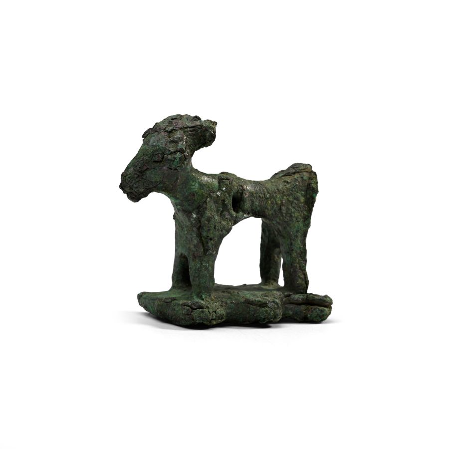 Western Asiatic Bronze Figure of a Goat with Stamp Seal Base