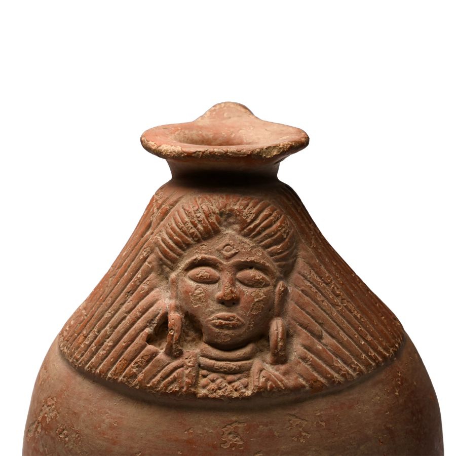 Western Asiatic Red Terracotta Jug with Face
