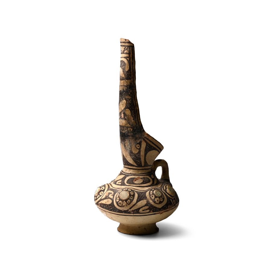 Western Asiatic Terracotta Zoomorphic Vessel with Glass Inlays