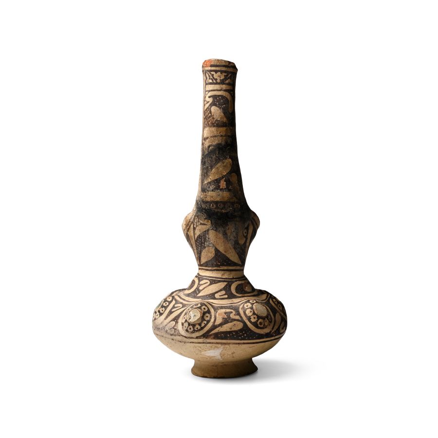 Western Asiatic Terracotta Zoomorphic Vessel with Glass Inlays