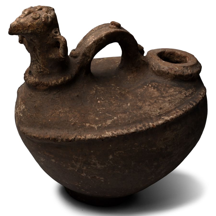 Western Asiatic Ram-Headed Pot with Handle