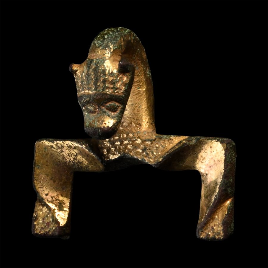 Medieval Gilt Bronze Dragon-Headed Fitting