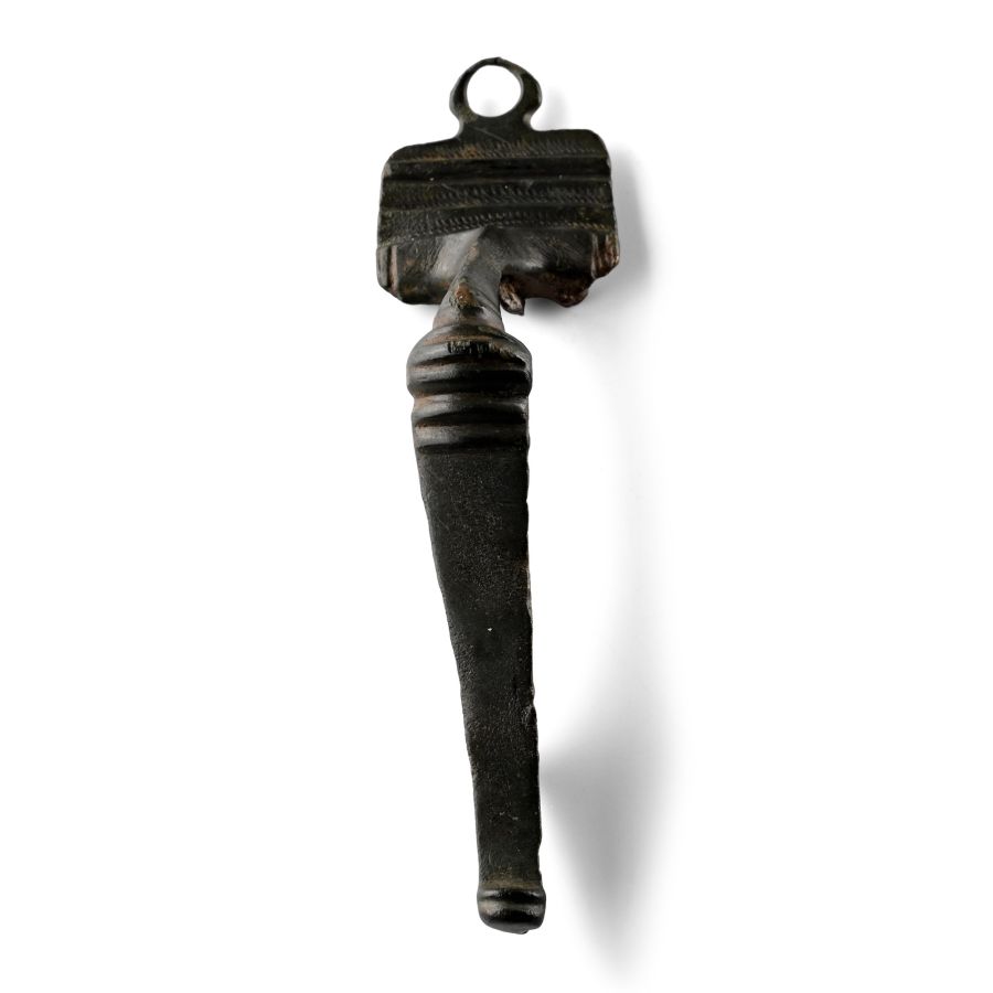 Anglo-Saxon Bronze Looped Square-Headed Bow Brooch