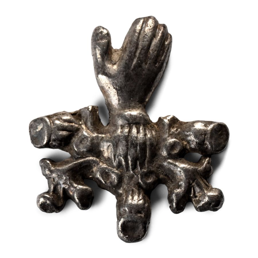 Post Medieval Silver Retainer's Badge with Hand