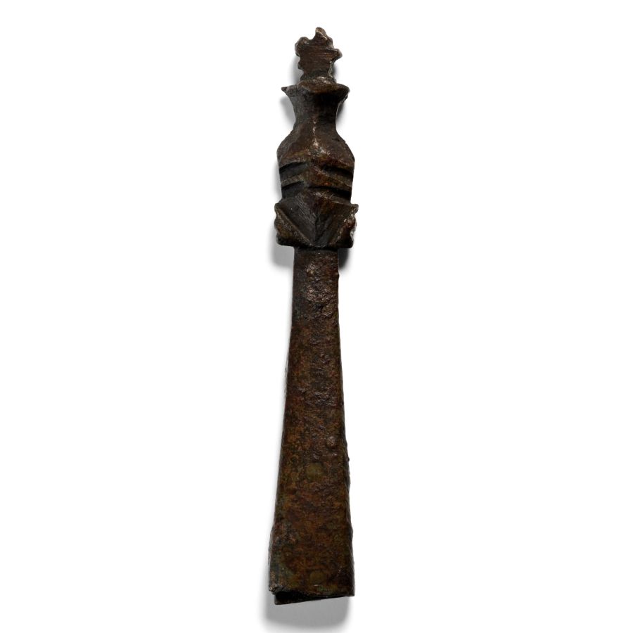 Anglo-Saxon Bronze Strap End with Beast Finial